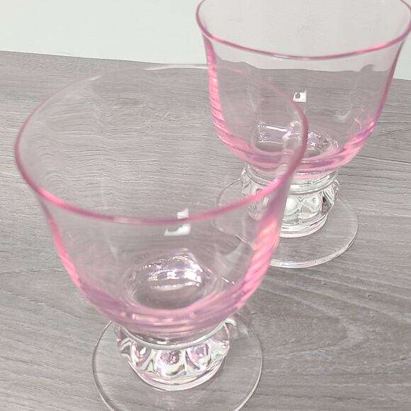 Gorham Crystal Rose Serenade Pink Double Old Fashioned Glasses Set of 2 - Picture 4 of 6
